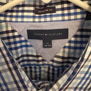 Tommy Hilfiger Men's Plaid Shirt in Blue and White